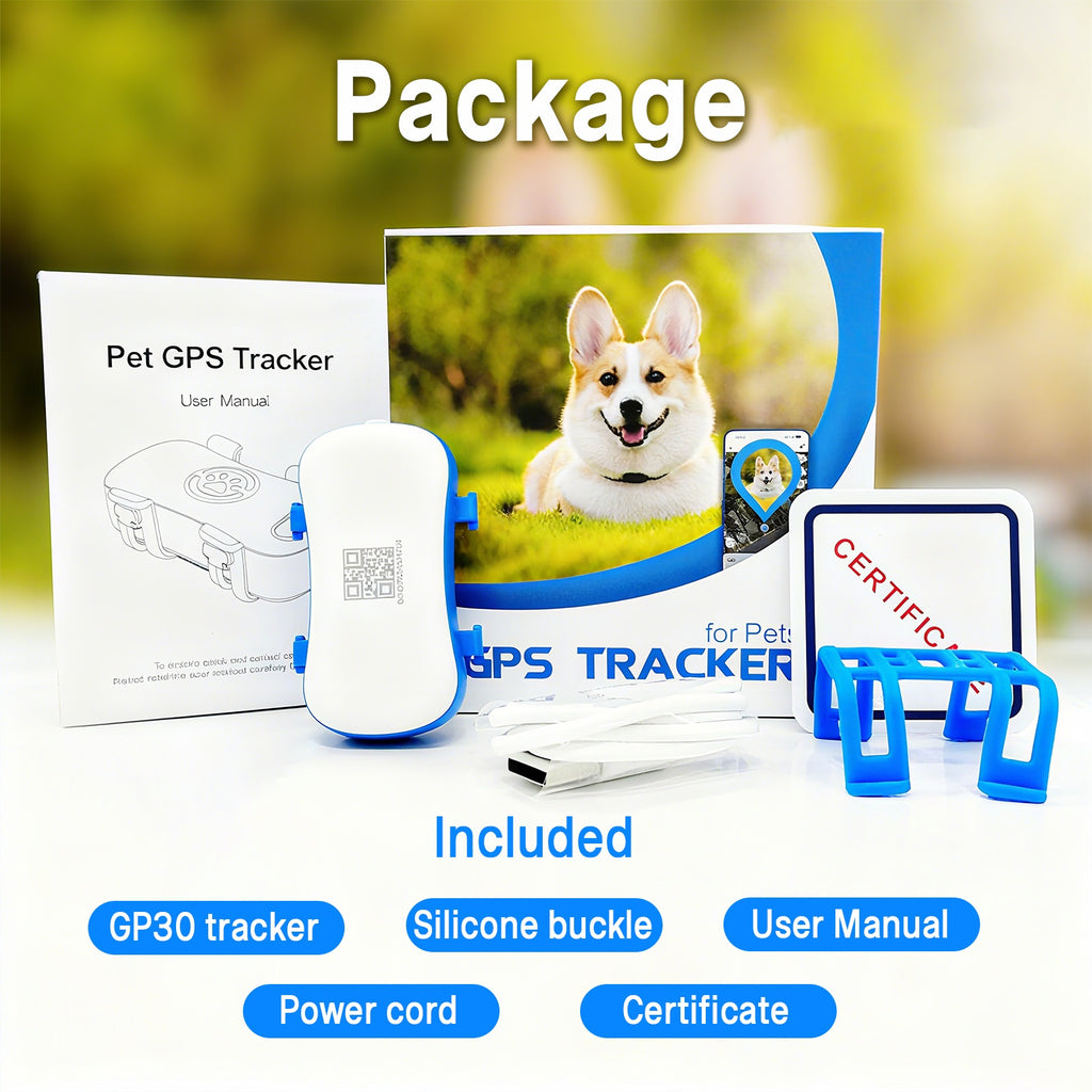 Dog GPS tracker by Dropshipman showing a device with a screen and collar attachment for real-time pet location tracking.