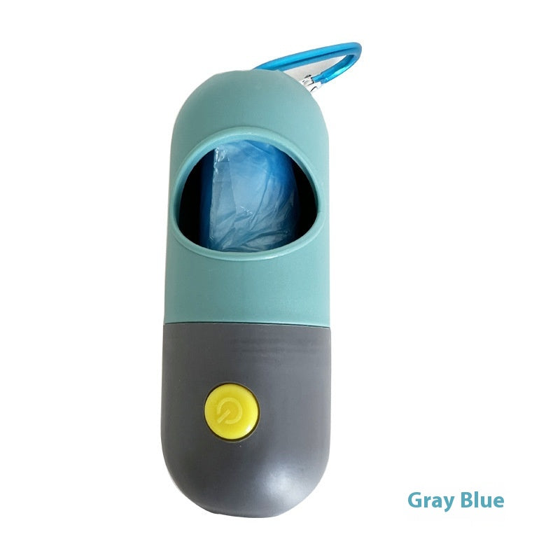 Dropshipman LED dog waste bag dispenser with leak-proof dog waste bags, portable design for easy cleanup during walks.