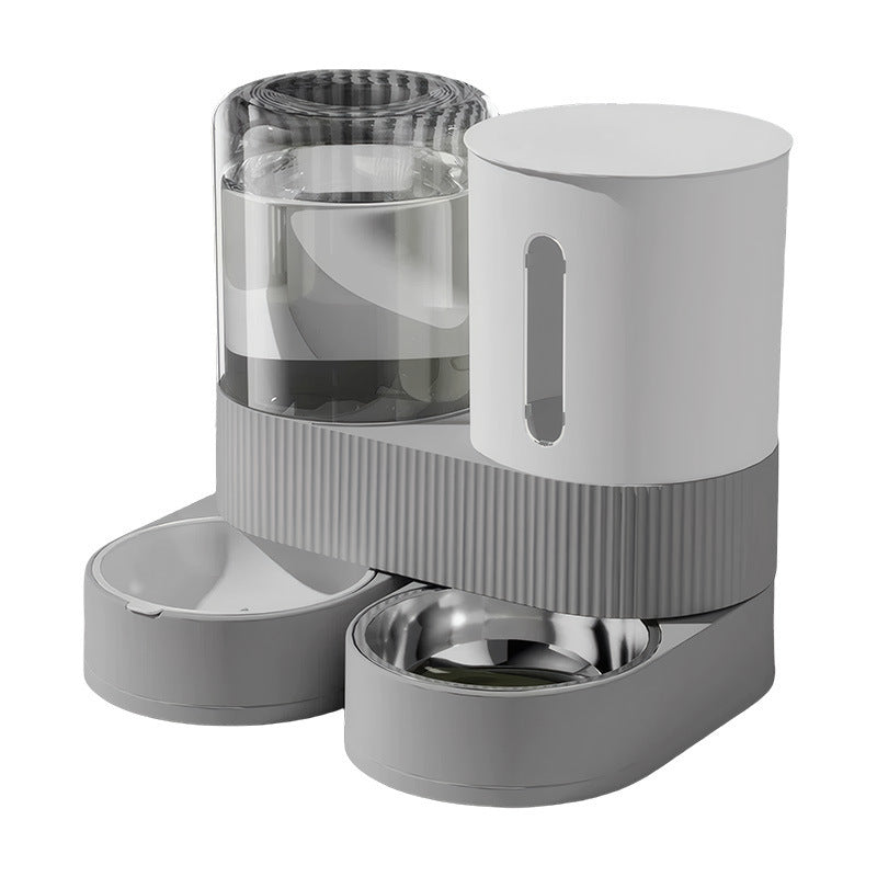 Gravity pet feeder and water dispenser set by Dropshipman with silicone mat, designed for cats and small dogs.