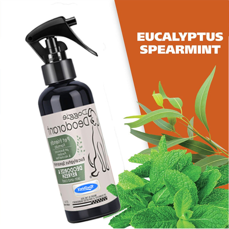Dropshipman pet odor-neutralizing spray bottle showing 100ml size, designed to eliminate urine and pet smells.