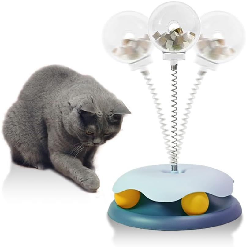 Dropshipman kitten toy cat treat dispenser with track ball, interactive toy to entertain and engage your cat.