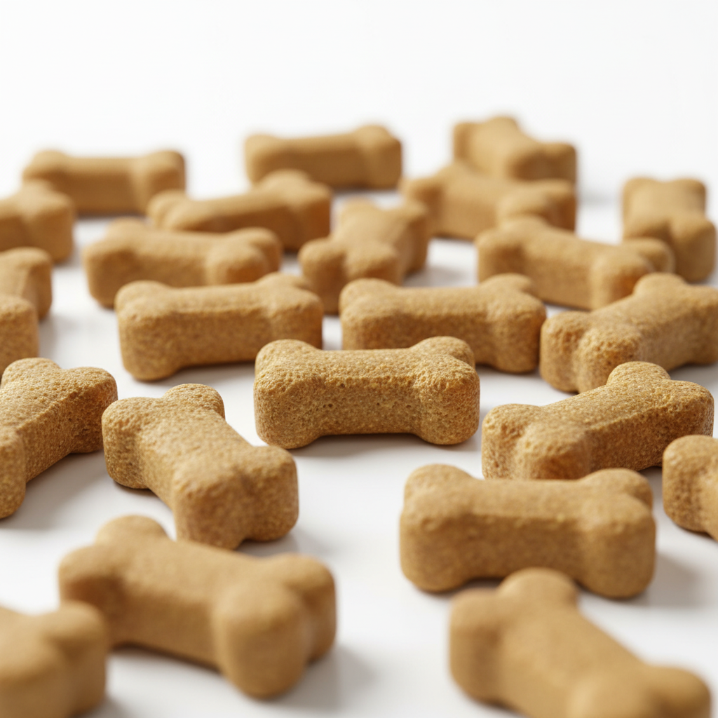 Close-up of Dropshipman dog health supplement chewable tablets with glucosamine, probiotics, and omega-3 for joint and digestive support.