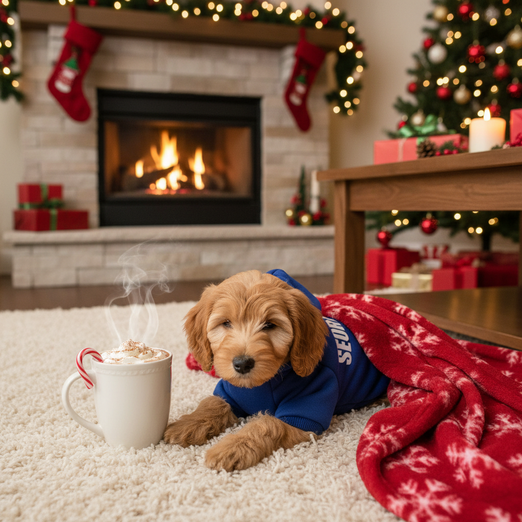 Dropshipman warm solid color pet sweater for dogs and cats, fireside scene, stylish British-inspired pet clothing in XS to 9XL sizes.
