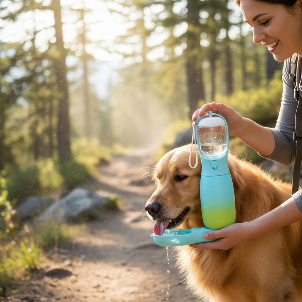 Portable foldable pet water bottle by Dropshipman, 550ml & 300ml, BPA-free for dogs and cats, featuring a hydration stopper.