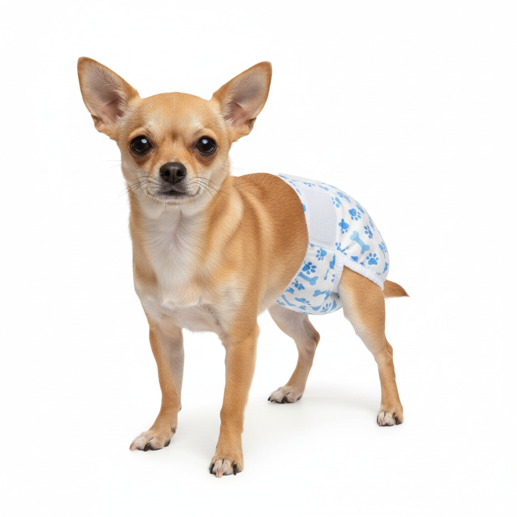 Reusable dog period panties by Dropshipman, breathable and absorbent, shown with adjustable waistband and leak-proof design.
