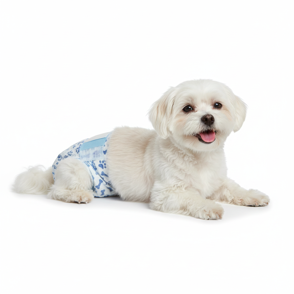 Disposable male dog diapers from Dropshipman, 10-pack, with adjustable straps and absorbent material for male pet incontinence.