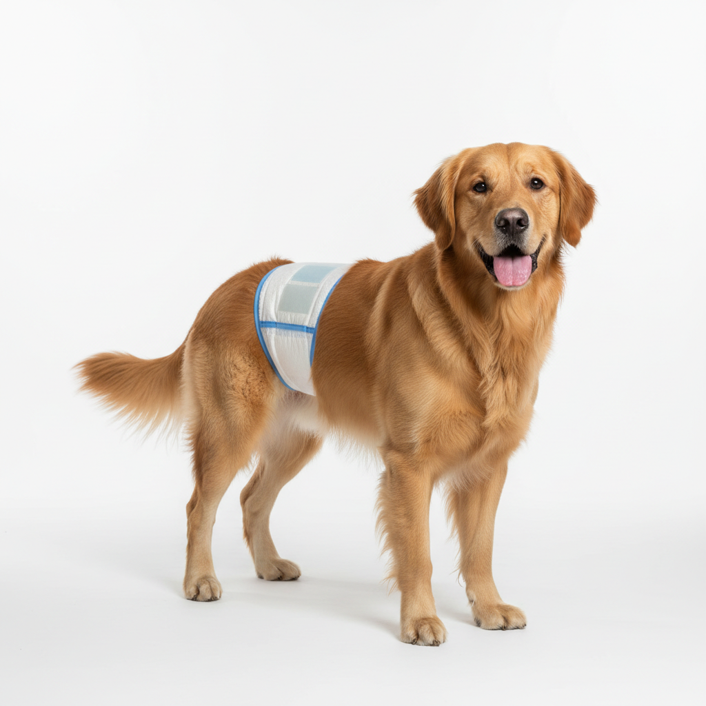 Disposable male dog diapers from Dropshipman, showing a pack of 10 soft, absorbent dog diapers designed for male pets.