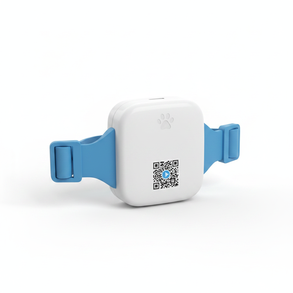 Dog GPS tracker by Dropshipman showing a compact device with a digital display and GPS antenna for real-time pet location tracking.