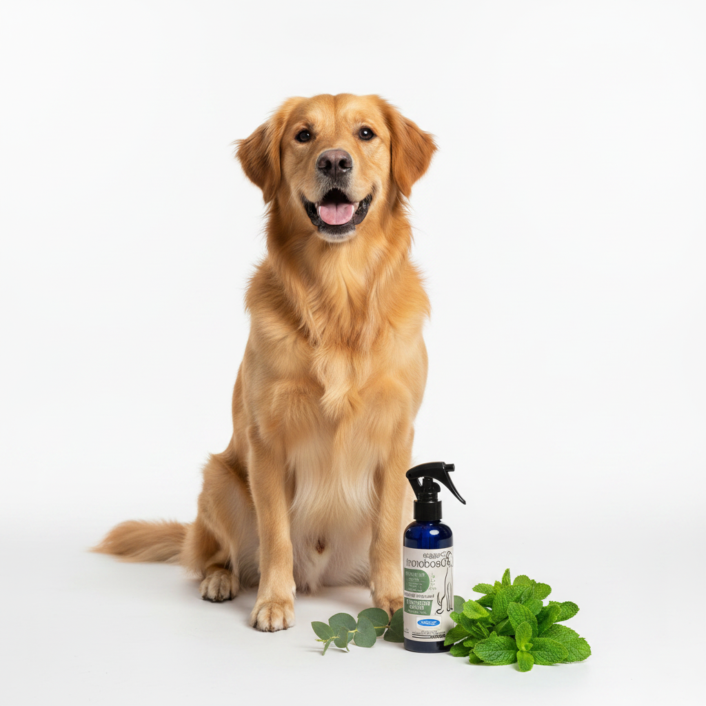 Dropshipman Pet Odor-Neutralizing Spray with dog, 100ml, freshens and eliminates urine and pet smells from carpets and furniture.
