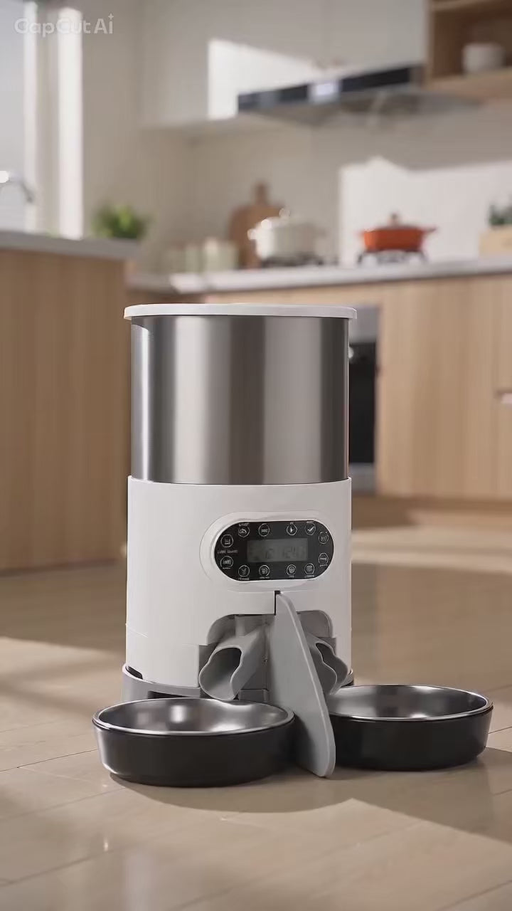 Automatischer intelligenter Haustierfutterautomat – Edelstahl, WiFi- & Tastensteuerung